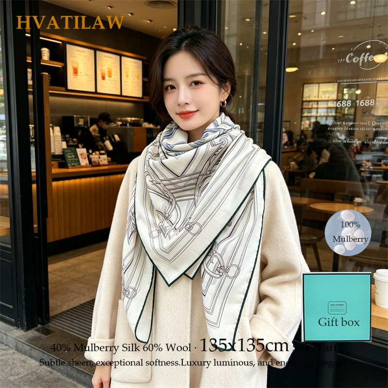 40% Silk 60% Wool Scarf 135x13 - Shawl Wrap Winter のレビューと価格
