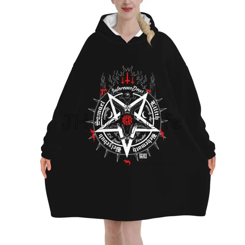 Black Satan Skull Dead Head My - Sherpa Hoodie Fleece のレビューと価格