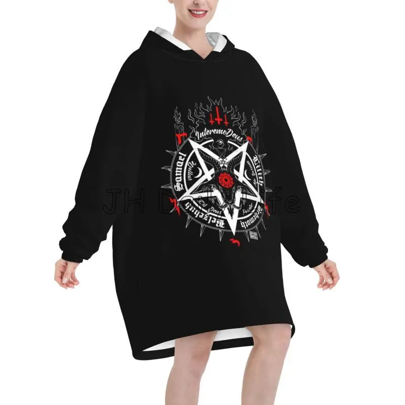 Black Satan Skull Dead Head My - Sherpa Hoodie Fleece のレビューと価格