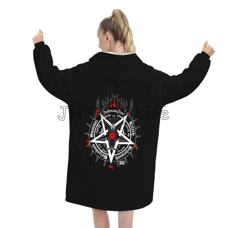 Black Satan Skull Dead Head My - Sherpa Hoodie Fleece のレビューと価格