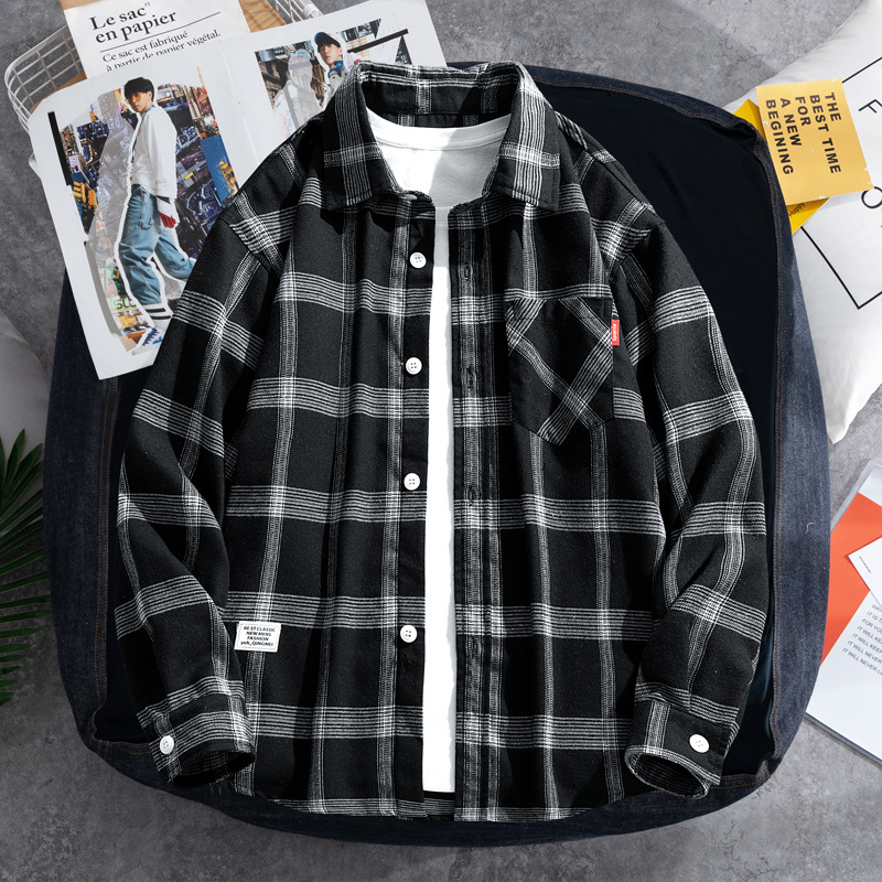 2025 Plaid shirt men's long-sl - Flannel Shirt Lined のレビューと価格