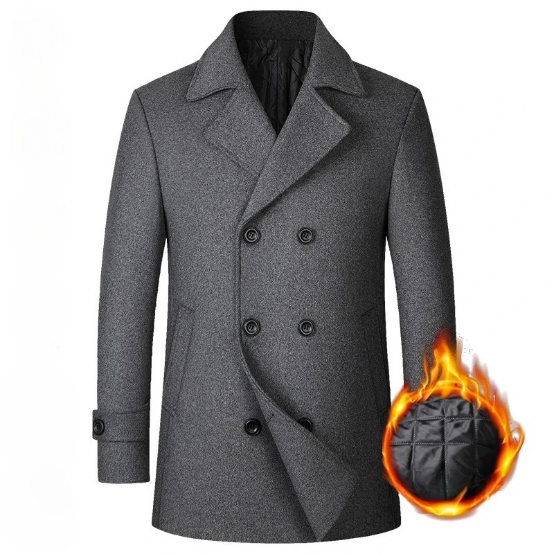 2026 Men's Double Breasted Woo - Wool Coat Peacoat のレビューと価格