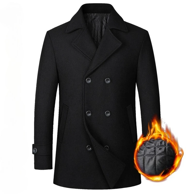 2026 Men's Double Breasted Woo - Wool Coat Peacoat のレビューと価格