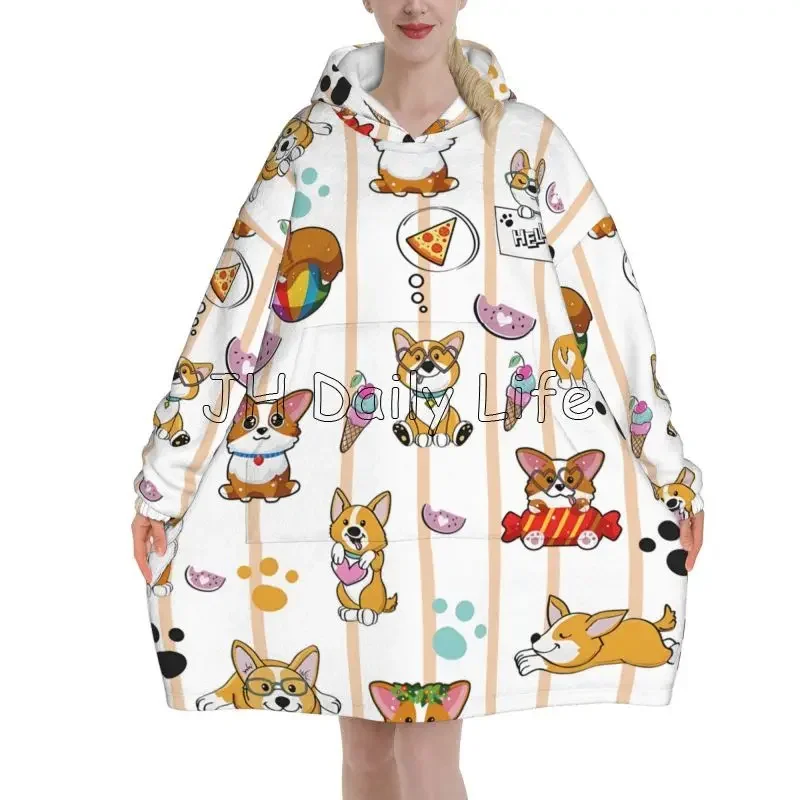 Cute Corgi Dog Wearable Hoodie - Sherpa Hoodie Fleece のレビューと価格