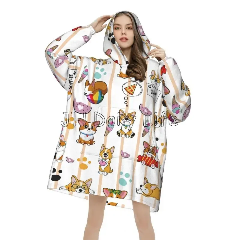 Cute Corgi Dog Wearable Hoodie - Sherpa Hoodie Fleece のレビューと価格