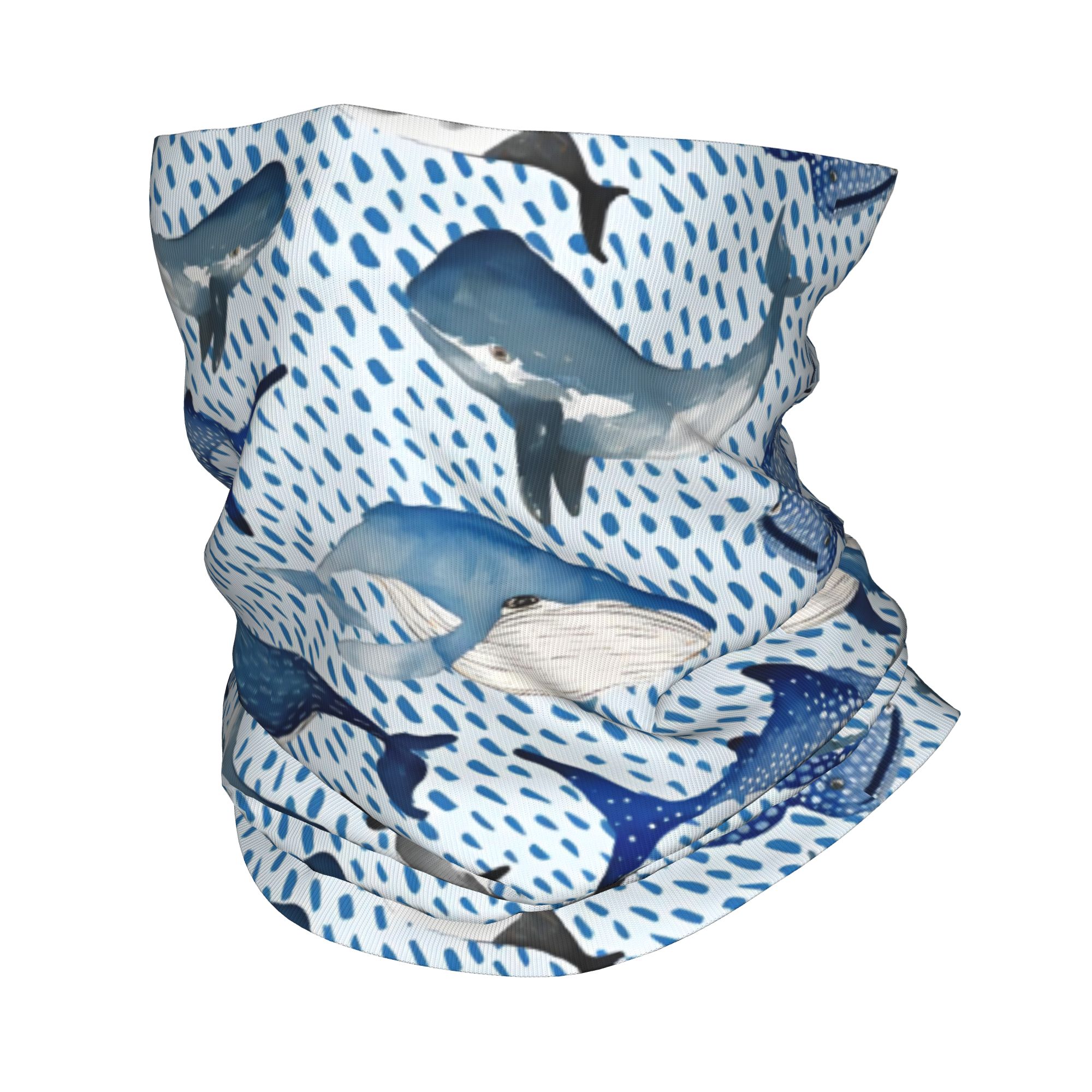 Custom Blue Watercolour Shark  - Neck Gaiter Fleece のレビューと価格
