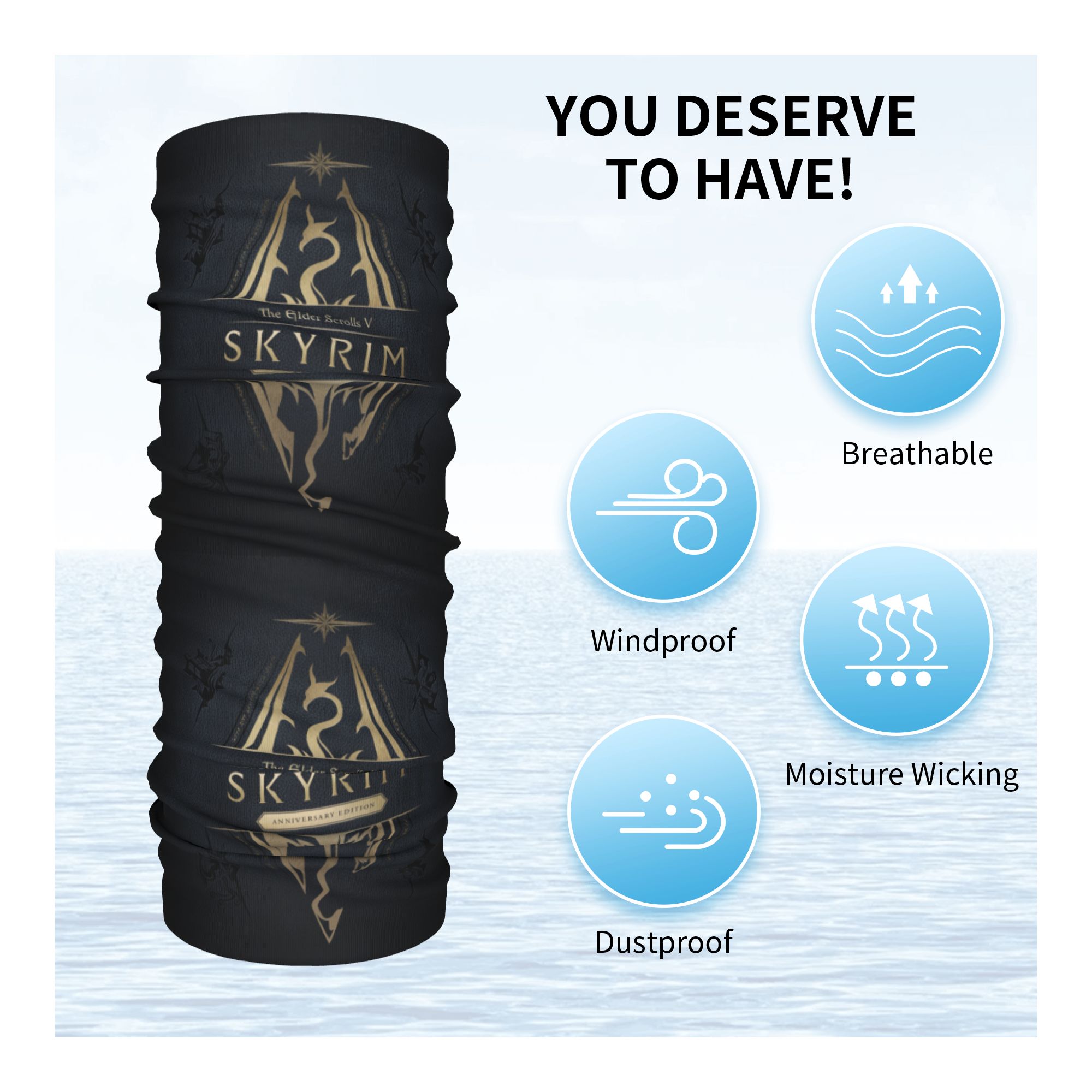 Custom Skyrim Logo Bandana Win - Neck Gaiter Fleece のレビューと価格