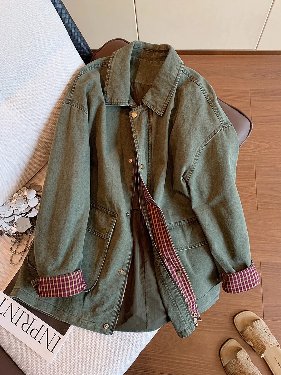 Vintage Army Green Denim Jacke - Down Jacket Packable のレビューと価格