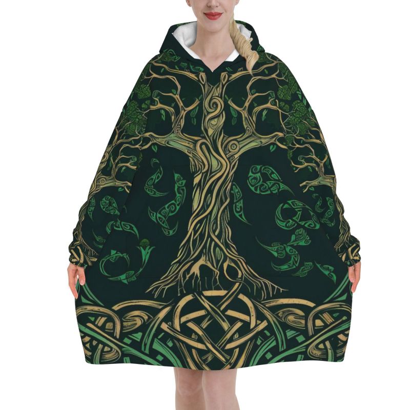 Tree of Life Celtic Pattern Bl - Sherpa Hoodie Fleece のレビューと価格