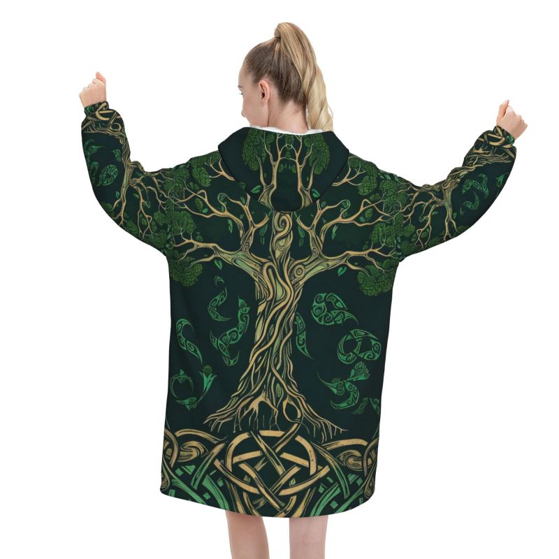 Tree of Life Celtic Pattern Bl - Sherpa Hoodie Fleece のレビューと価格
