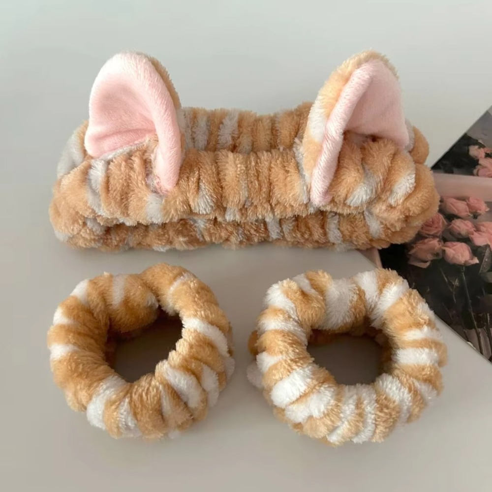 3pcs/set Leopard Print Cute Ca - Winter Headband Fleece のレビューと価格