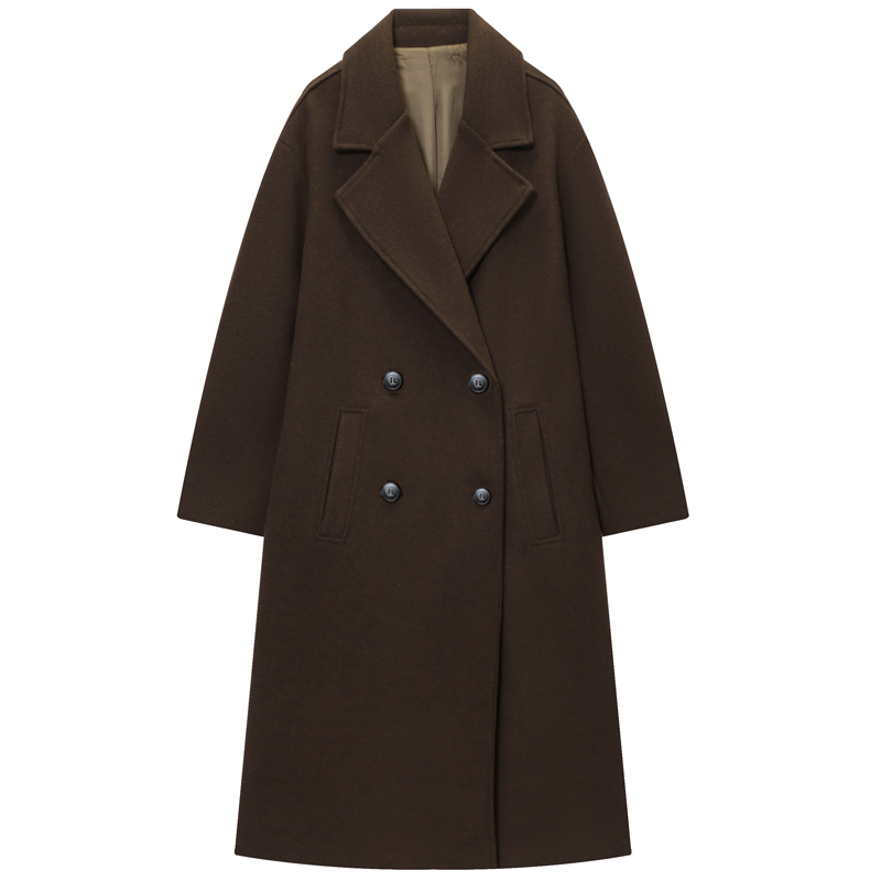 HXAO Women's Coat Brown Tweed  - Wool Coat Peacoat のレビューと価格