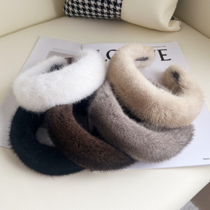 Real Mink Fur Headband Natural - Winter Headband Fleece のレビューと価格