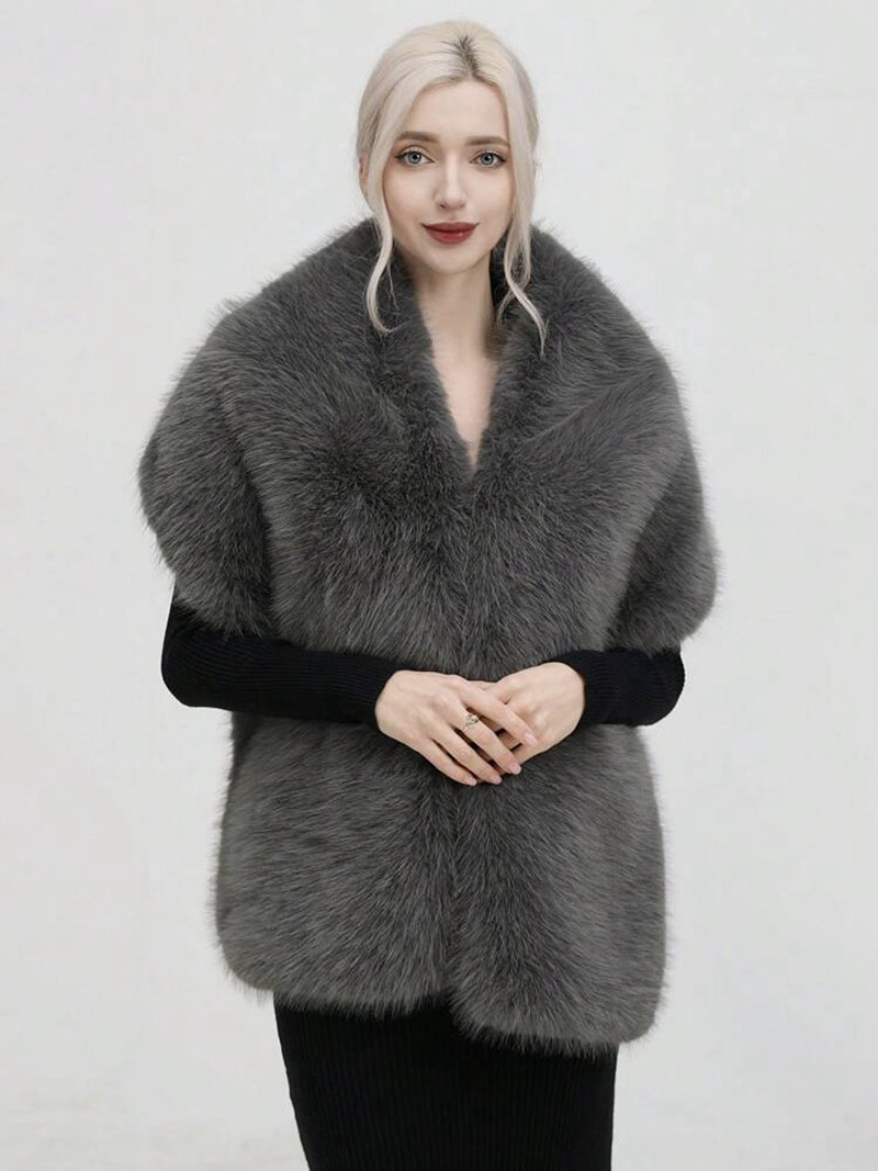 Fashion Luxury Faux Fox Fur Sh - Shawl Wrap Winter のレビューと価格