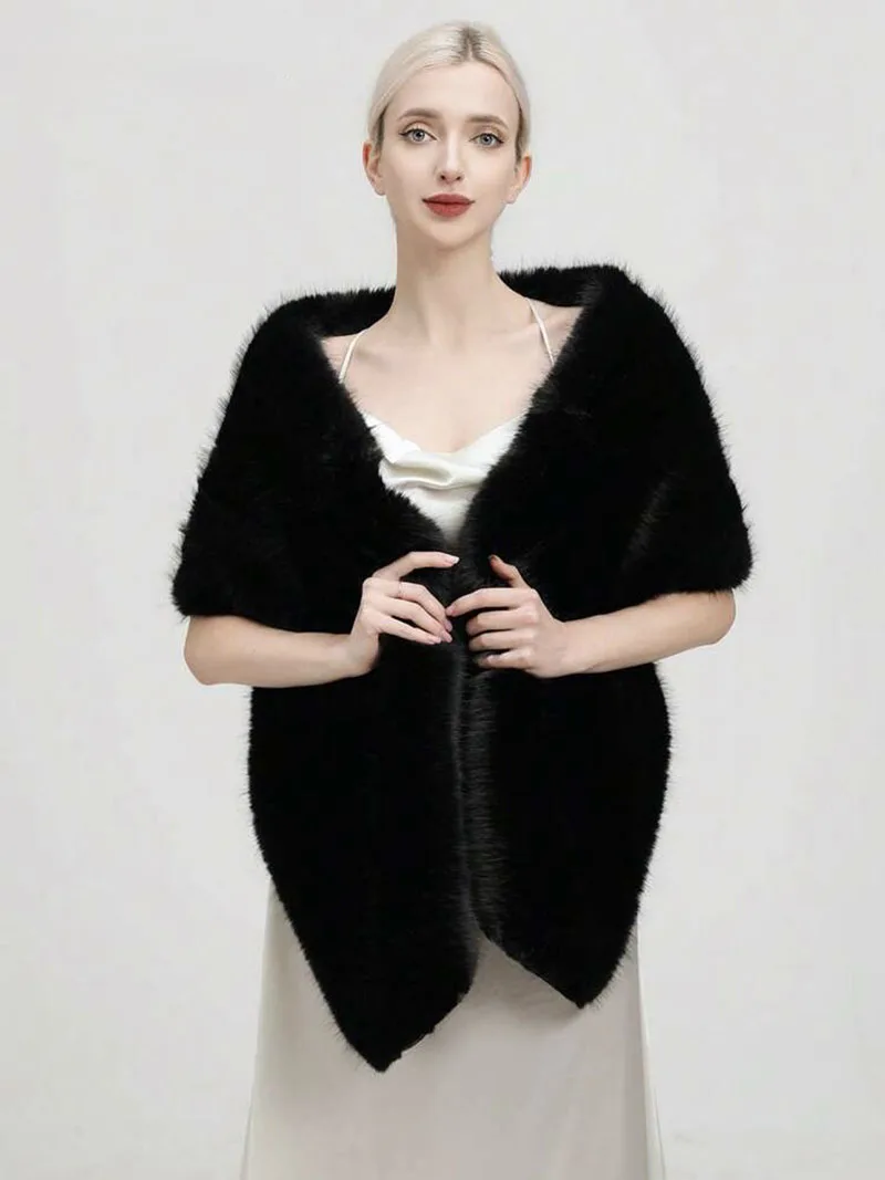 Fashion Luxury Faux Fox Fur Sh - Shawl Wrap Winter のレビューと価格