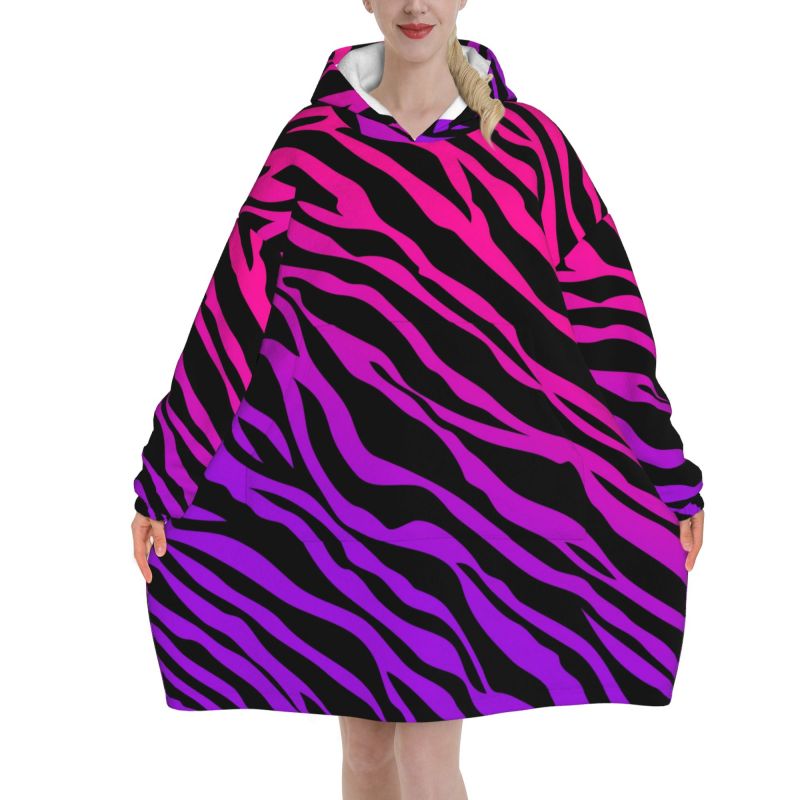 Zebra Stripe Print Wearable Bl - Sherpa Hoodie Fleece のレビューと価格