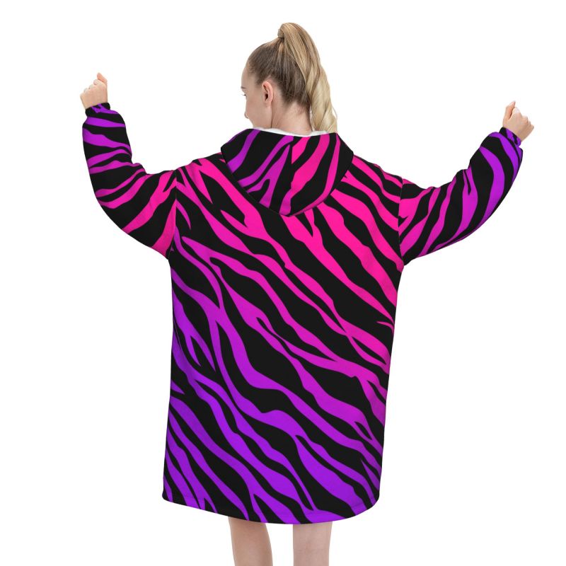 Zebra Stripe Print Wearable Bl - Sherpa Hoodie Fleece のレビューと価格