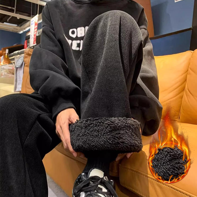 Thick Lamb Fleece Men's Pants  - Corduroy Pant Warm のレビューと価格