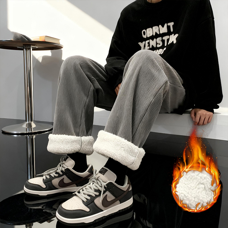 Thick Lamb Fleece Men's Pants  - Corduroy Pant Warm のレビューと価格