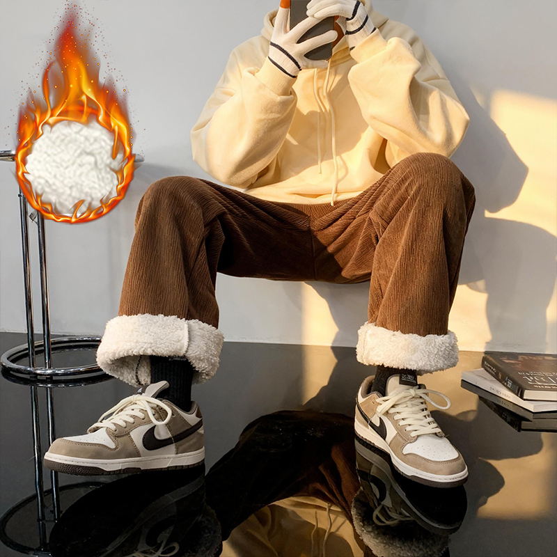 Thick Lamb Fleece Men's Pants  - Corduroy Pant Warm のレビューと価格
