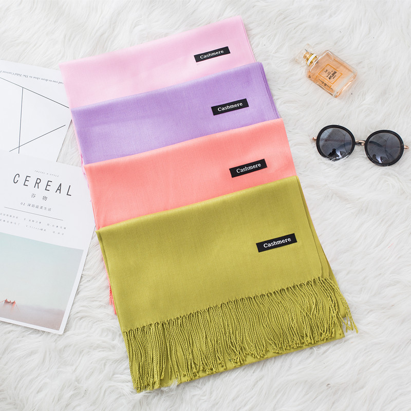 Fashion Solid Color 2020 Women - Cashmere Pashmina Wrap のレビューと価格