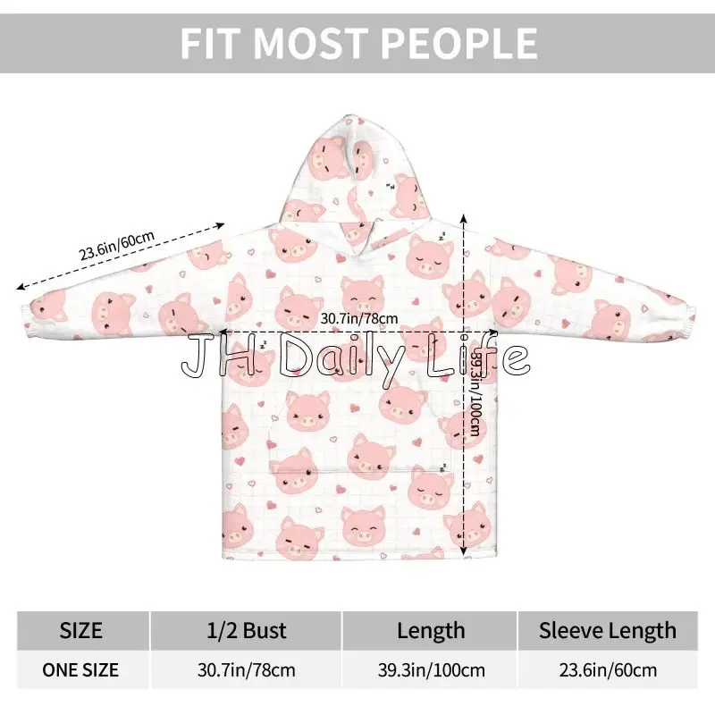 Cartoon Pigs Wearable Flannel  - Sherpa Hoodie Fleece のレビューと価格