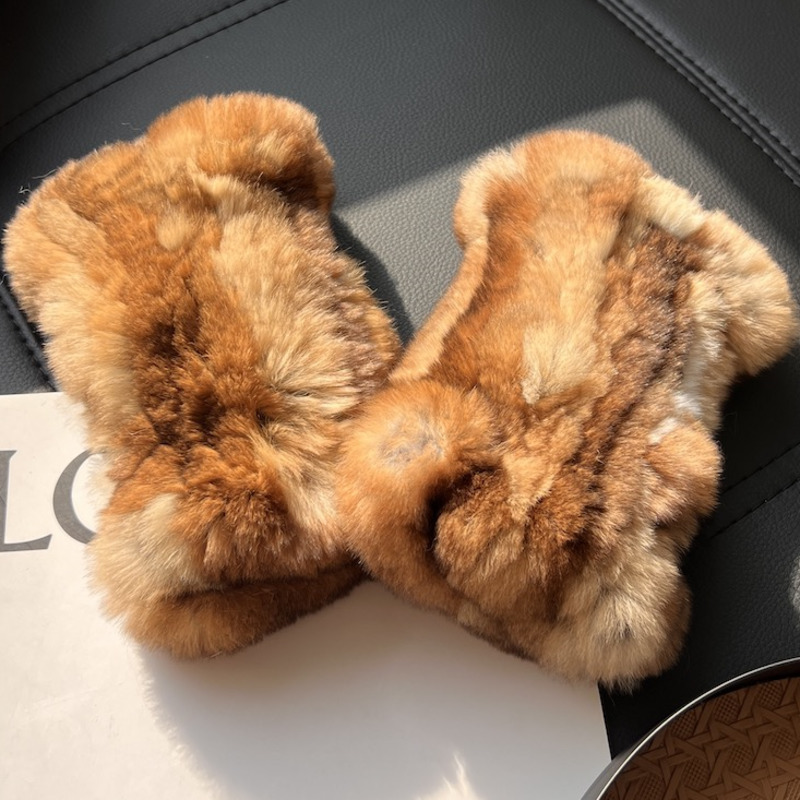 Real Rex Rabbit Fur Half-Finge - Touch Screen Gloves のレビューと価格