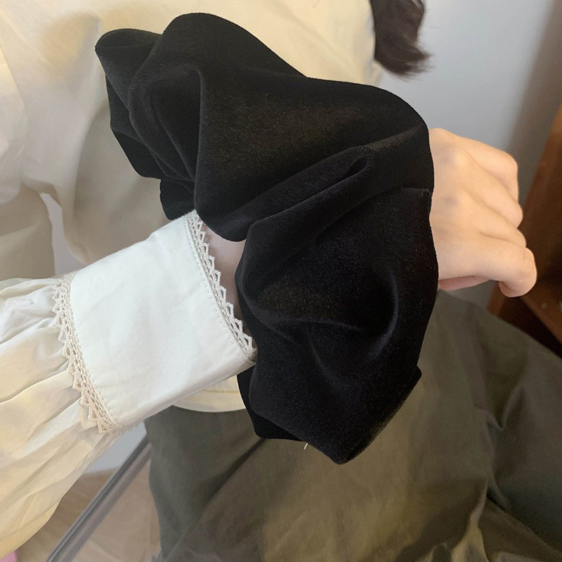 Oversize Black Velvet Scrunchi - Winter Headband Fleece のレビューと価格