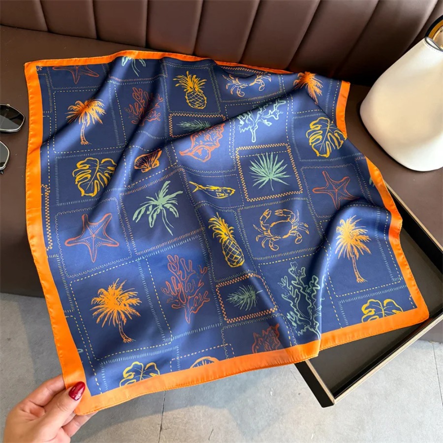 Blue Print Silk Square Scarf W - Shawl Wrap Winter のレビューと価格