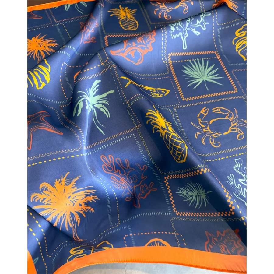 Blue Print Silk Square Scarf W - Shawl Wrap Winter のレビューと価格